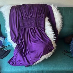 Purple open sleeve cocktail dress